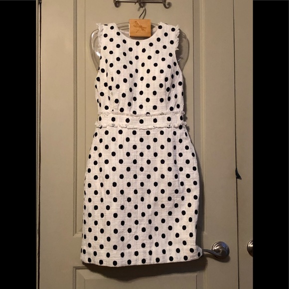 J. Crew Dresses & Skirts - New Cream Off White J Crew Blue Polka  Dot Dress